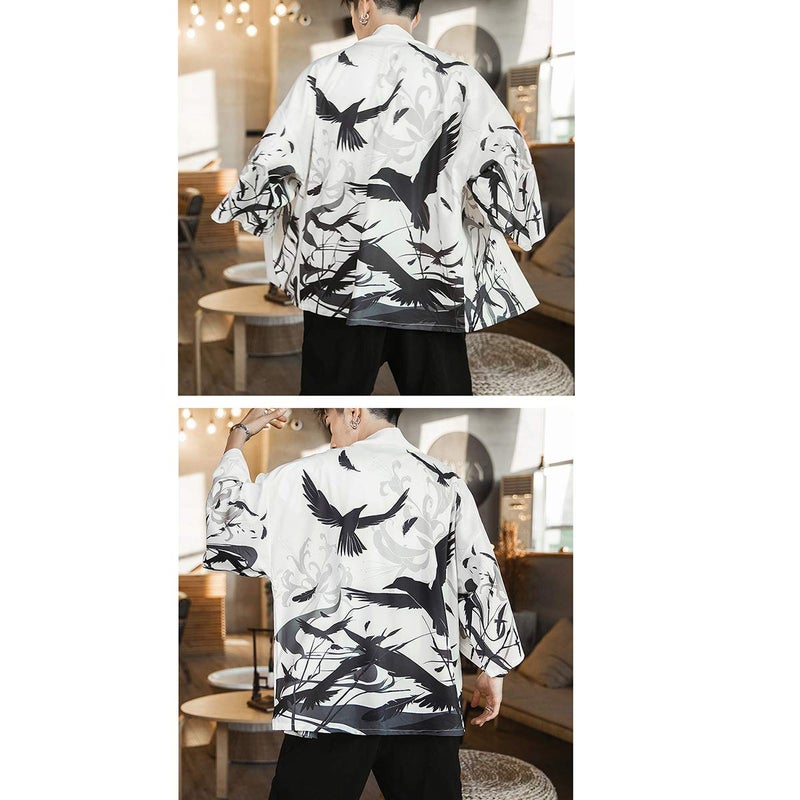 Seidarise Men's Haori Jacket Kimono Cardigan Yukata Noragi Happi Coat - Image 4